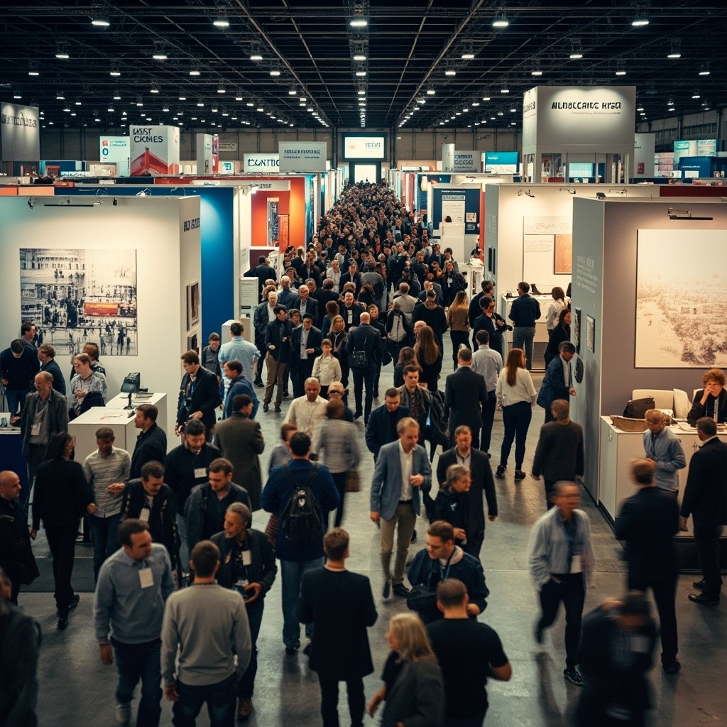 Aerial View of Crowd at Exhibition