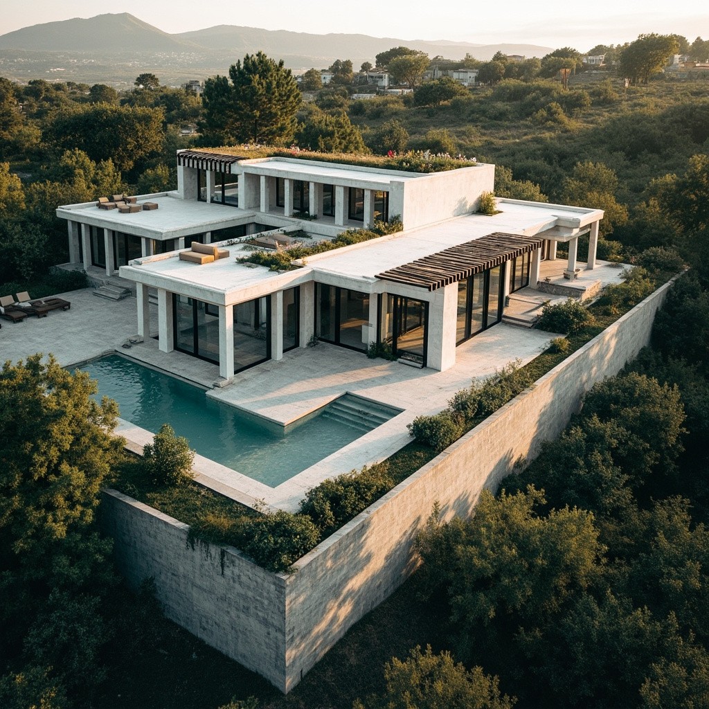 Aerial View of Traditional Iranian L-Shaped Villa