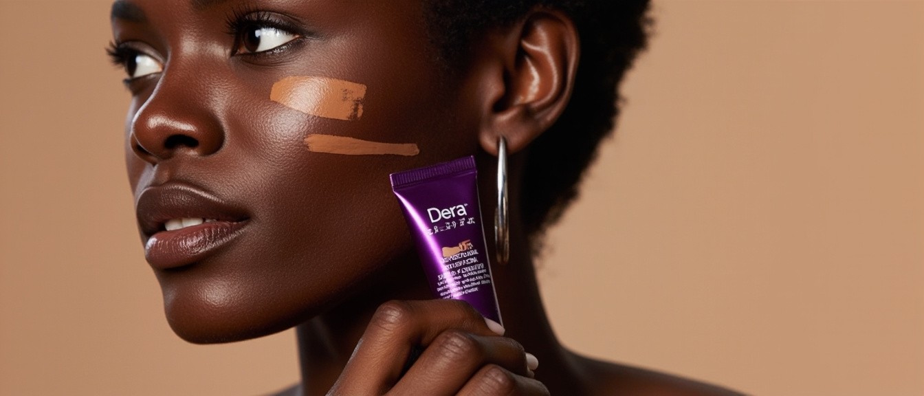 African Woman Holding 'Dera Love' Foundation Tube