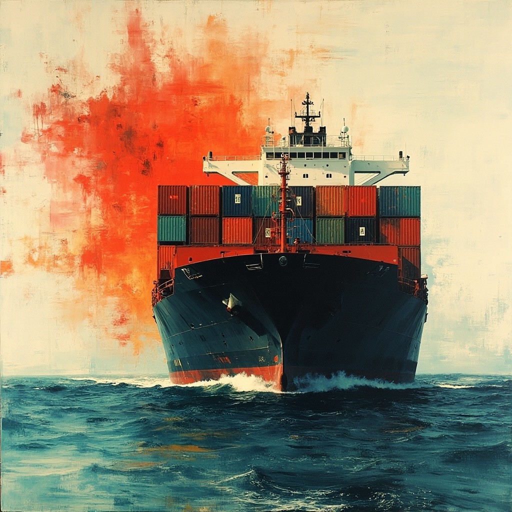 An Abstract View of a Cargo Ship