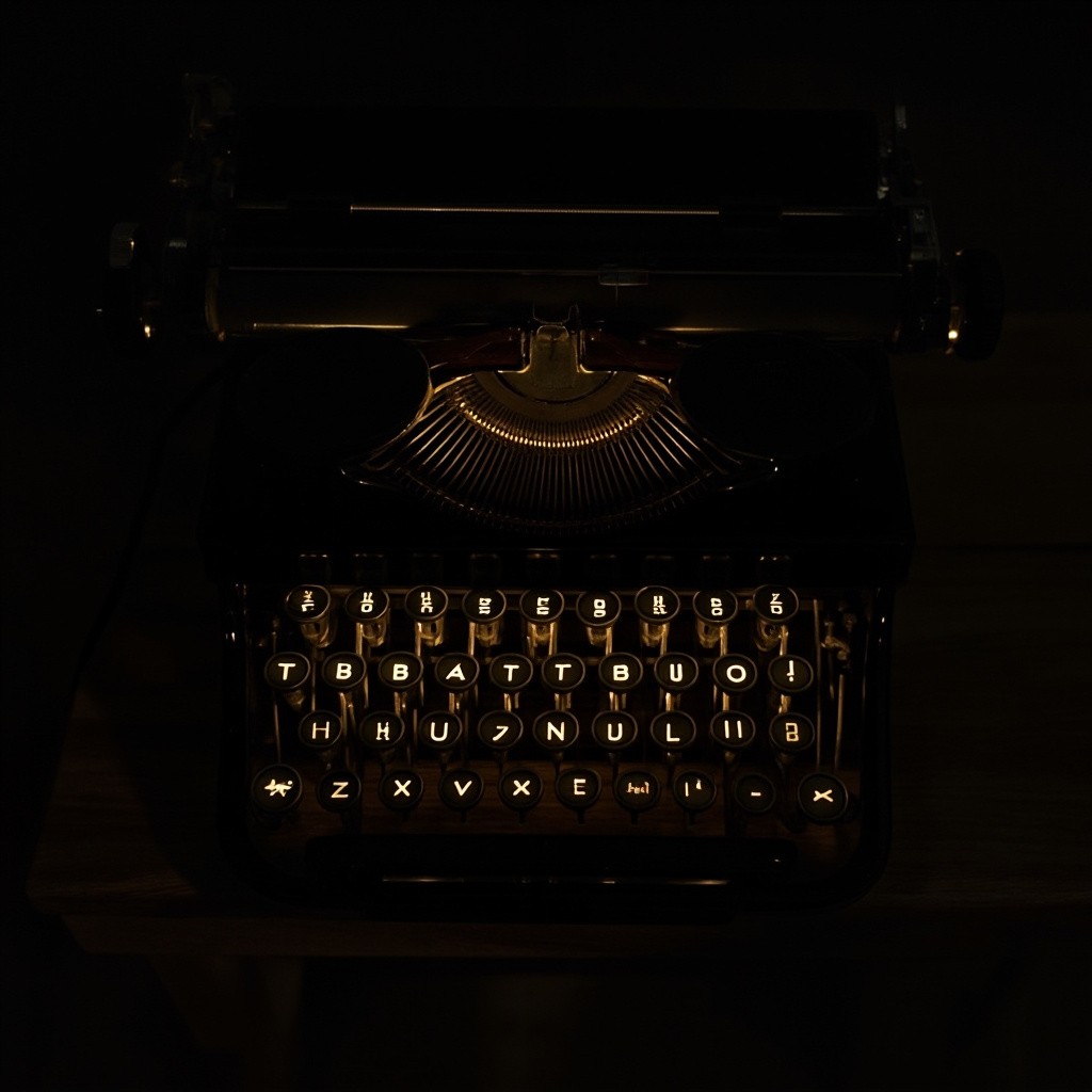 An Ancient Typewriter Illuminated from Above