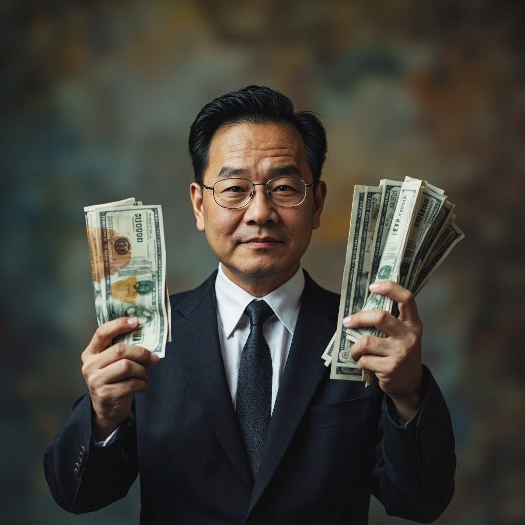 An Asian Man Earning a Lot of Money