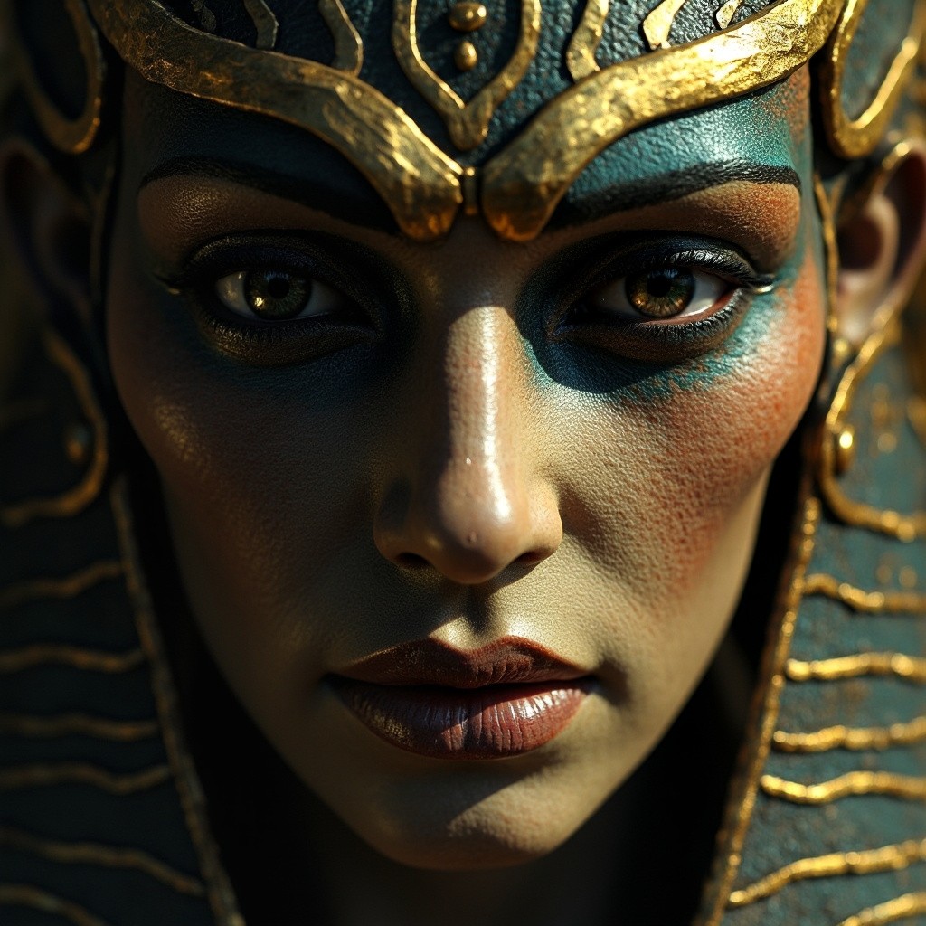 Ancient Sumerian Anunnaki Face with Otherworldly Features