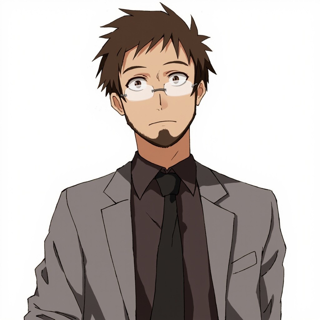 Anime Style Middle-Aged Man with Short Beard Anime Style Middle-Aged Man with Short Beard