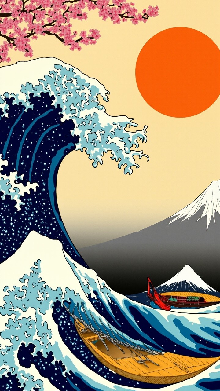 Anime-styled The Great Wave off Kanagawa