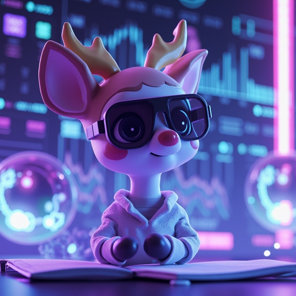 Anthropomorphic Deer Risk Analyst in Futuristic Bank