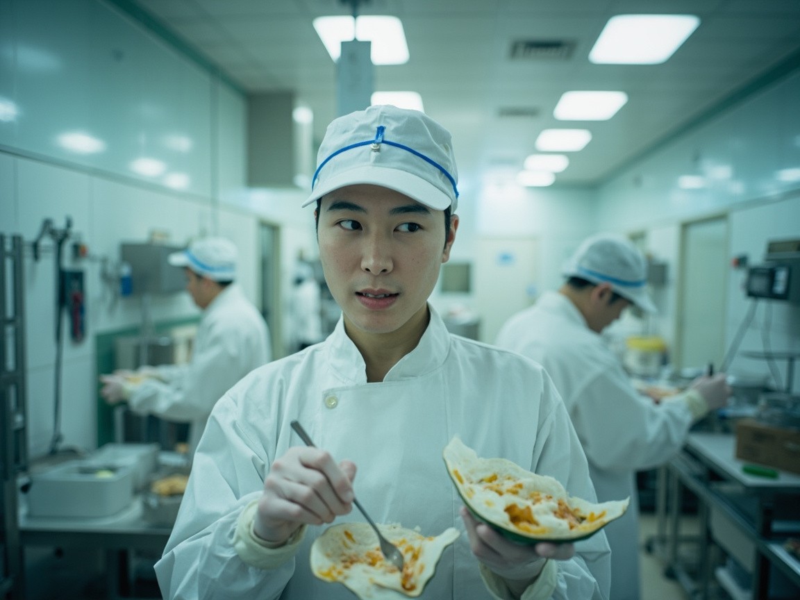 Asian Food Workers in a Clean Room