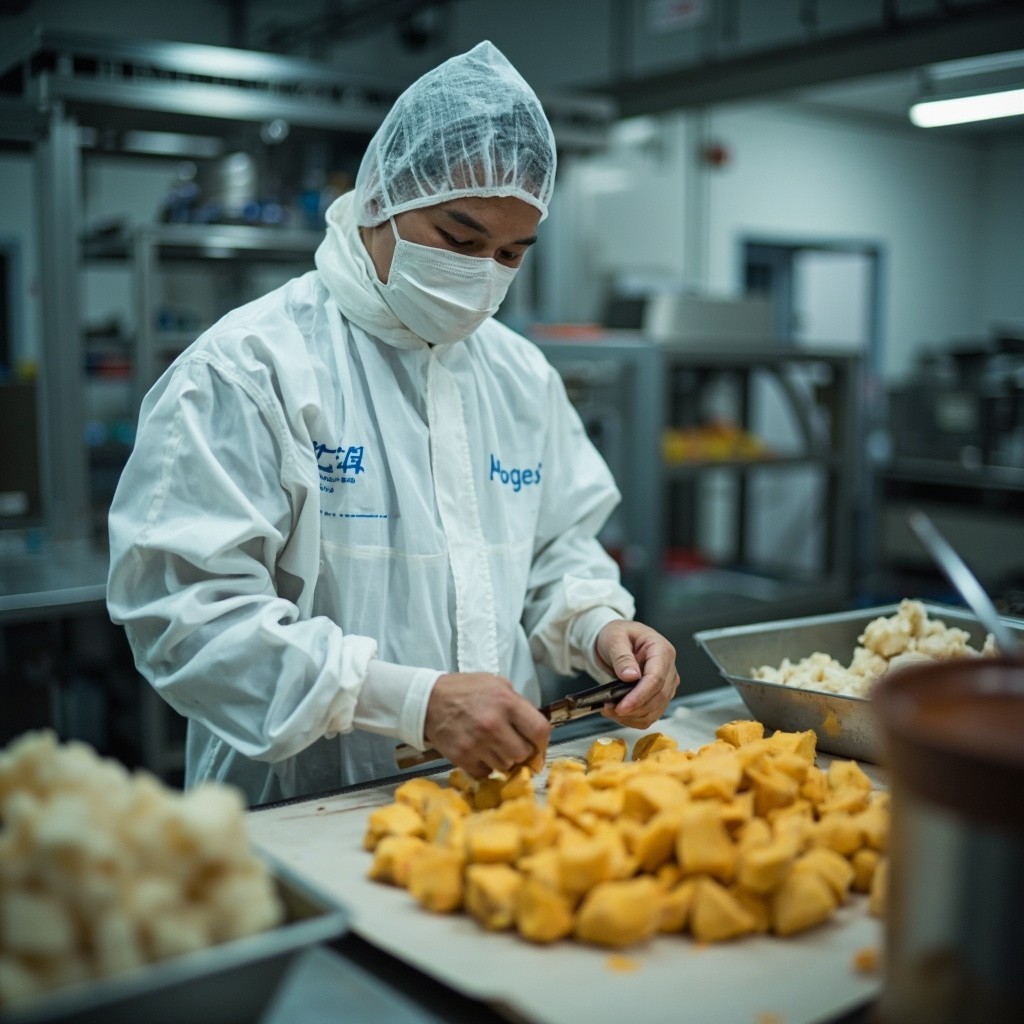 Asians Making Food in a Sanitary Factory