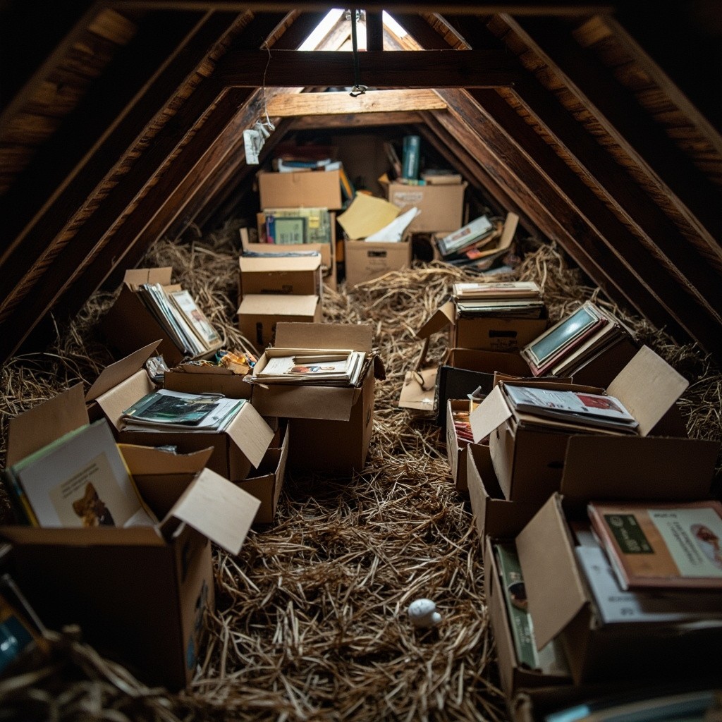 Attic Filled with Various Boxes of Memories