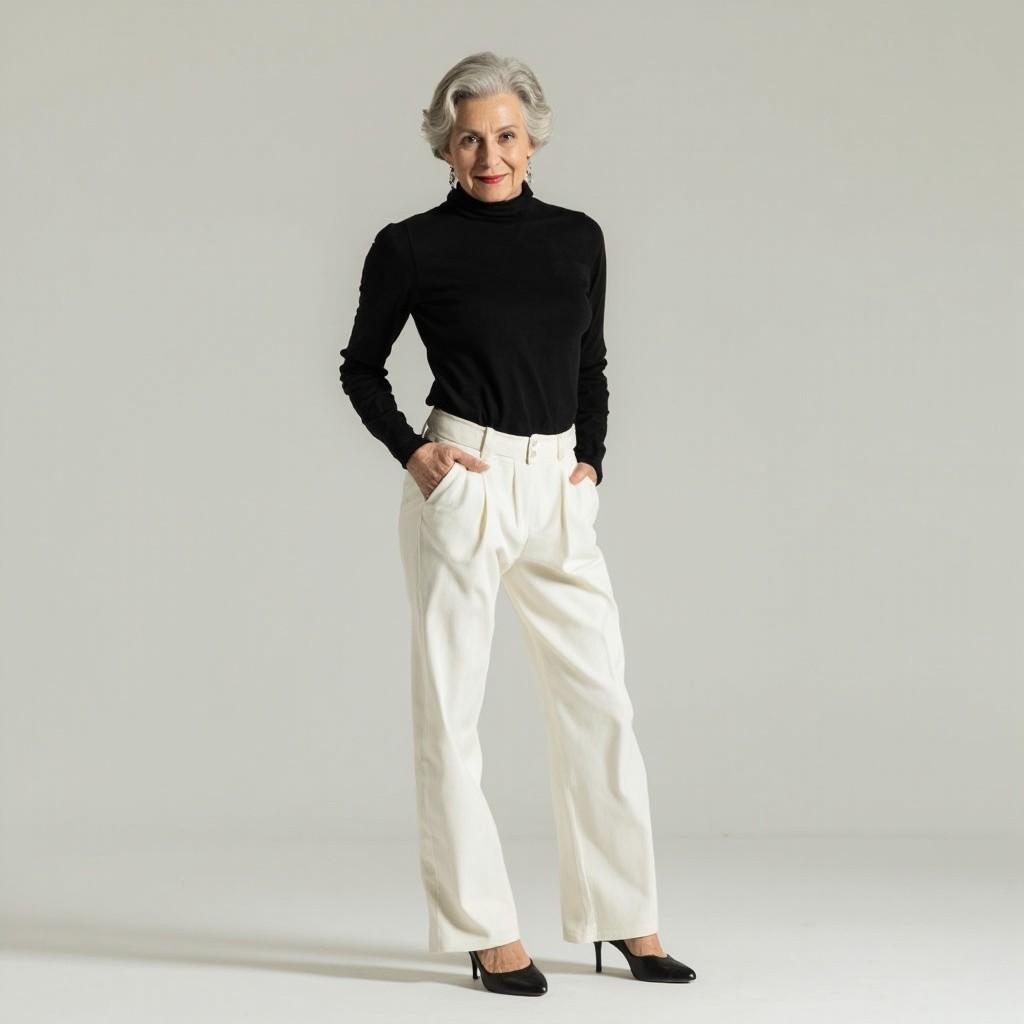 Audrey Hepburn Lookalike Woman with Grey Hair