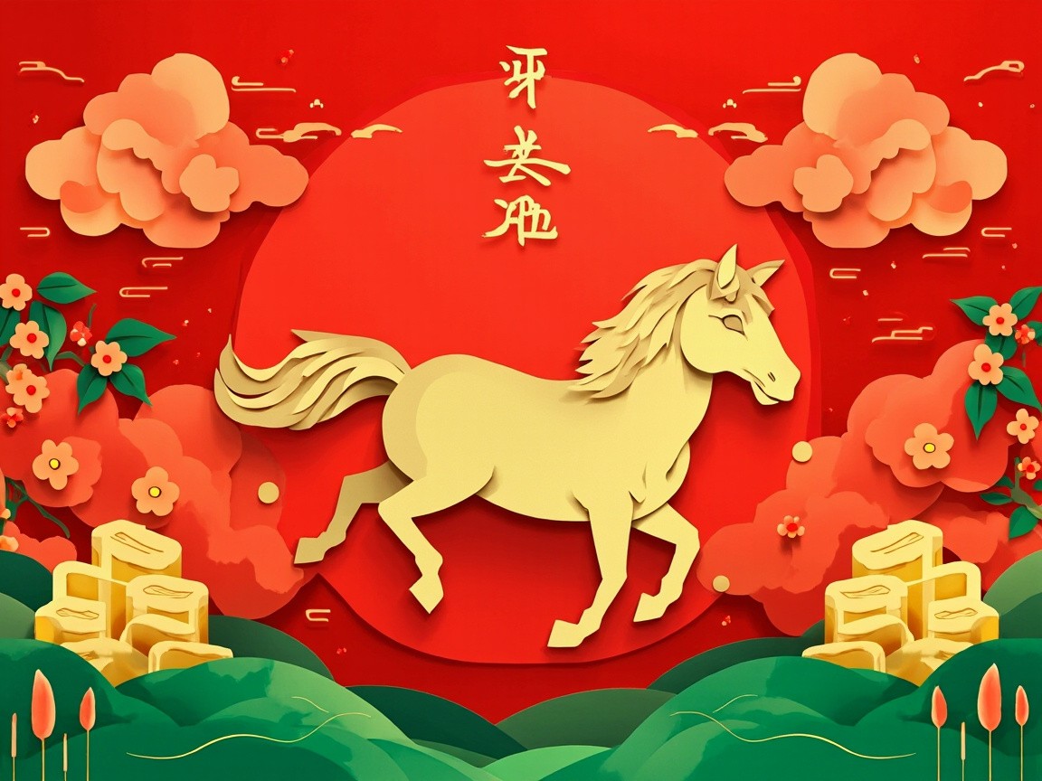 Auspicious Horse Illustration in New Chinese Style
