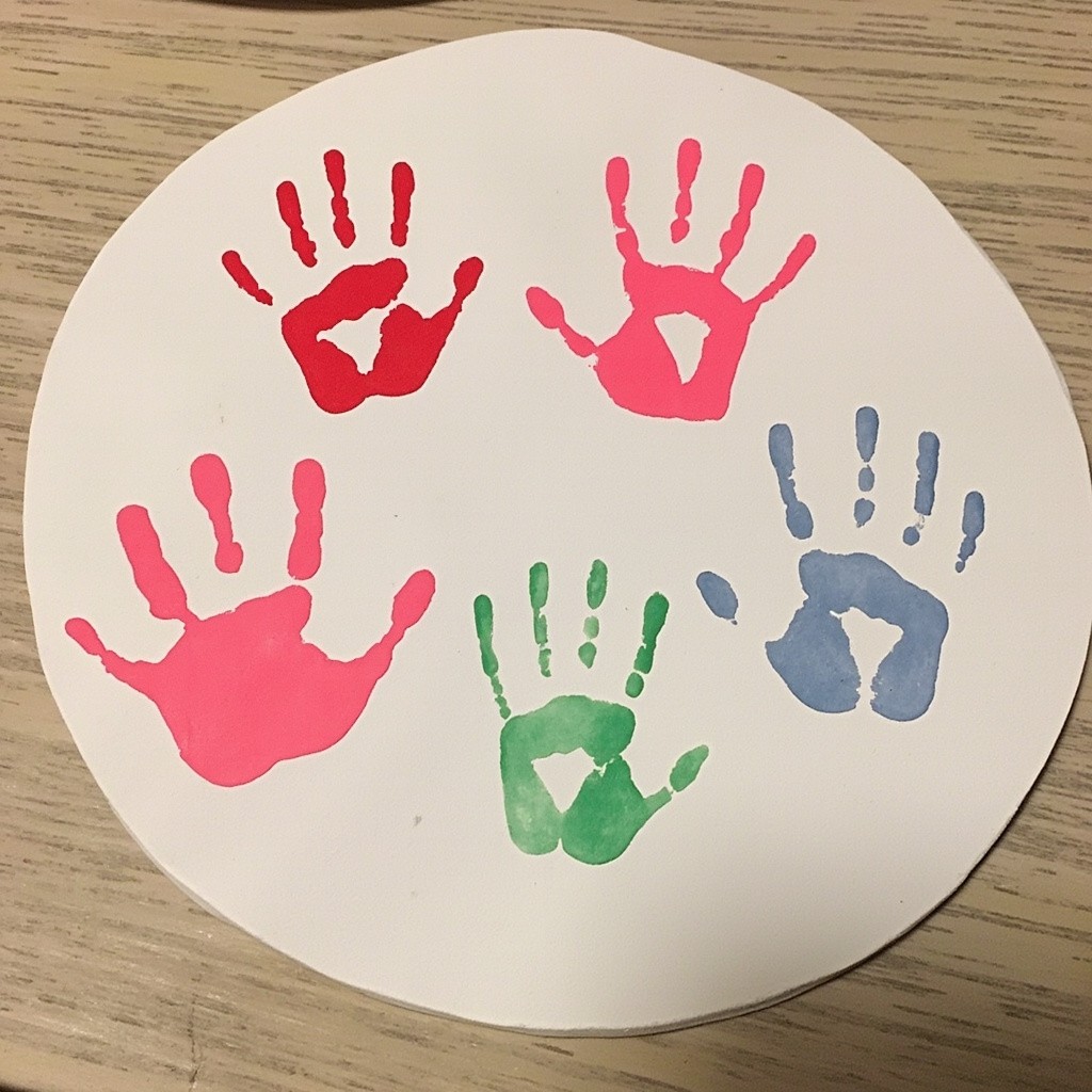 Baby's Handprints on a Circular Clay Plate