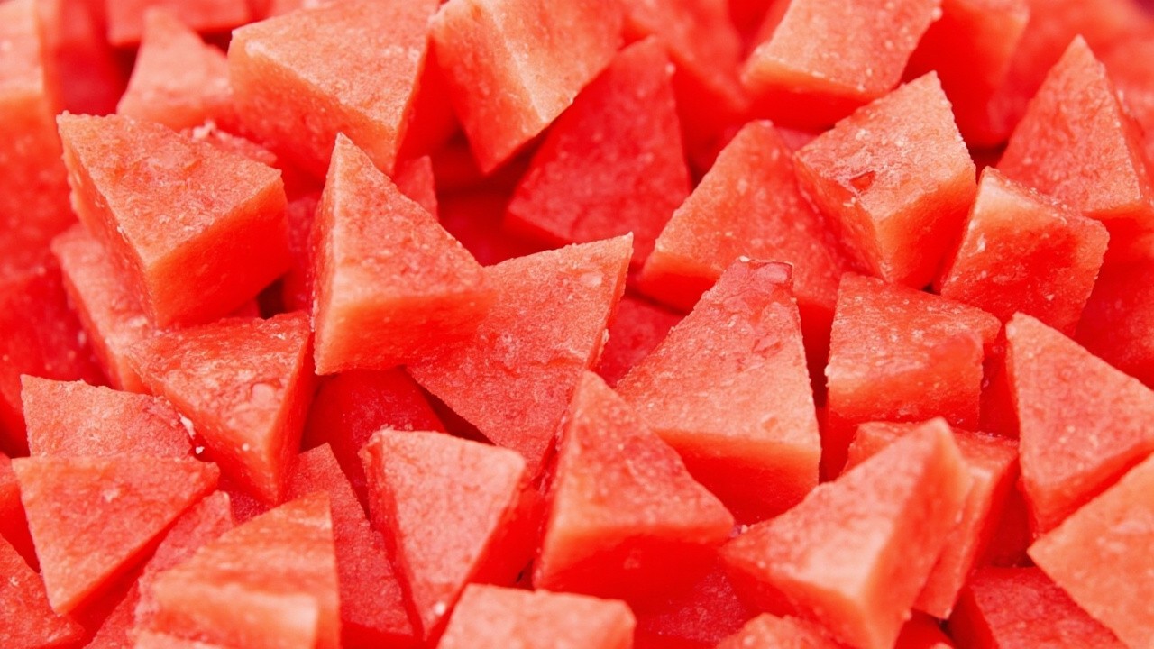 Background Filled with Triangular Watermelon Pieces