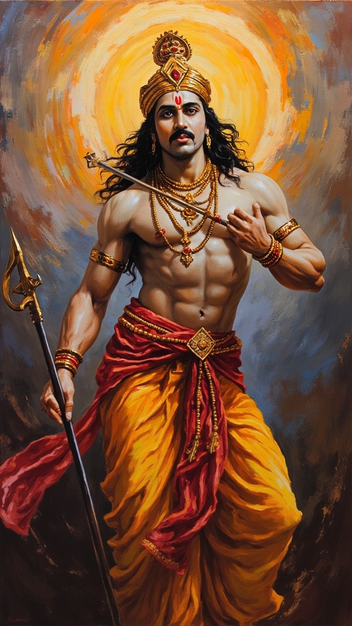 Beautiful Oil Painting of Lord Murugan