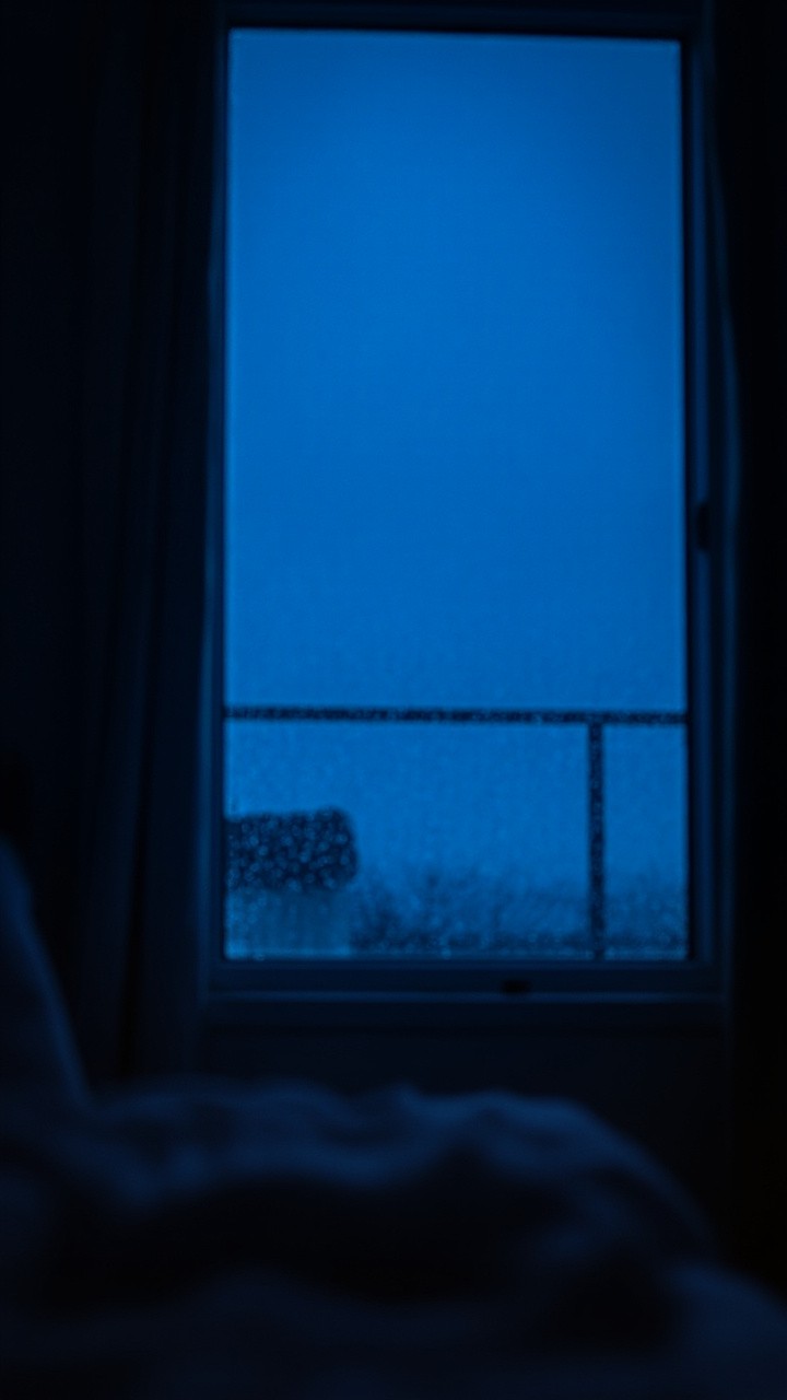 Bedroom View of Rain During Blue Hour