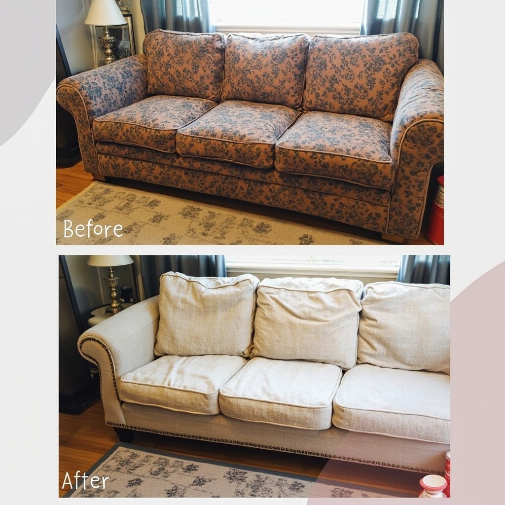 Before and After Furniture Reupholstery