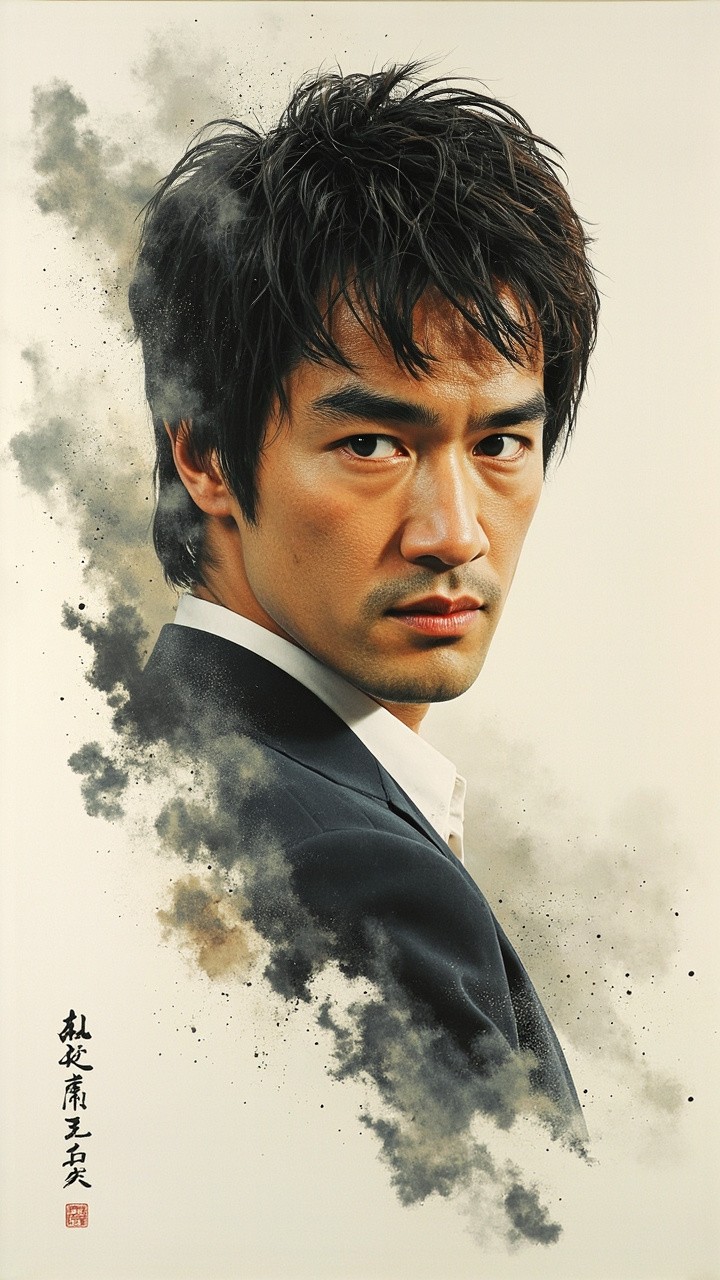 Bruce Lee's Portrait Made from Chinese Words