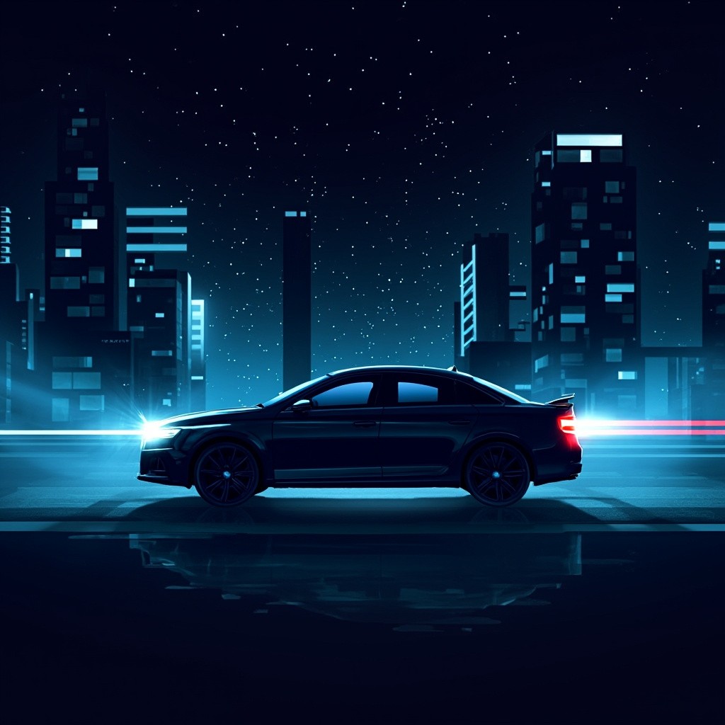 Car Undergoing Diagnostic, Vector Style