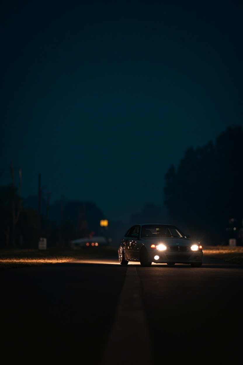 Cars Drifting on a Night Highway