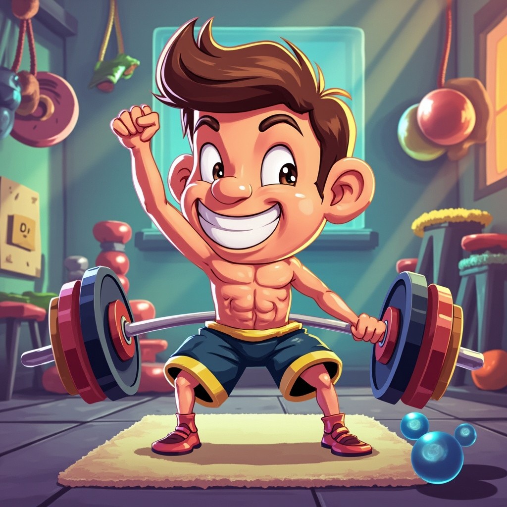 Cartoon Gym with Various Elements Background