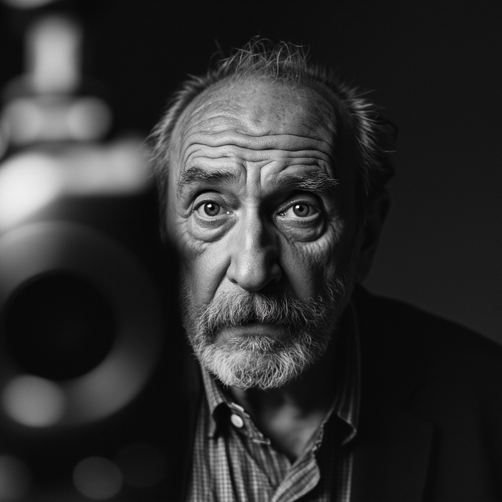 Charles Bukowski's Emotionless Gaze in Black and White
