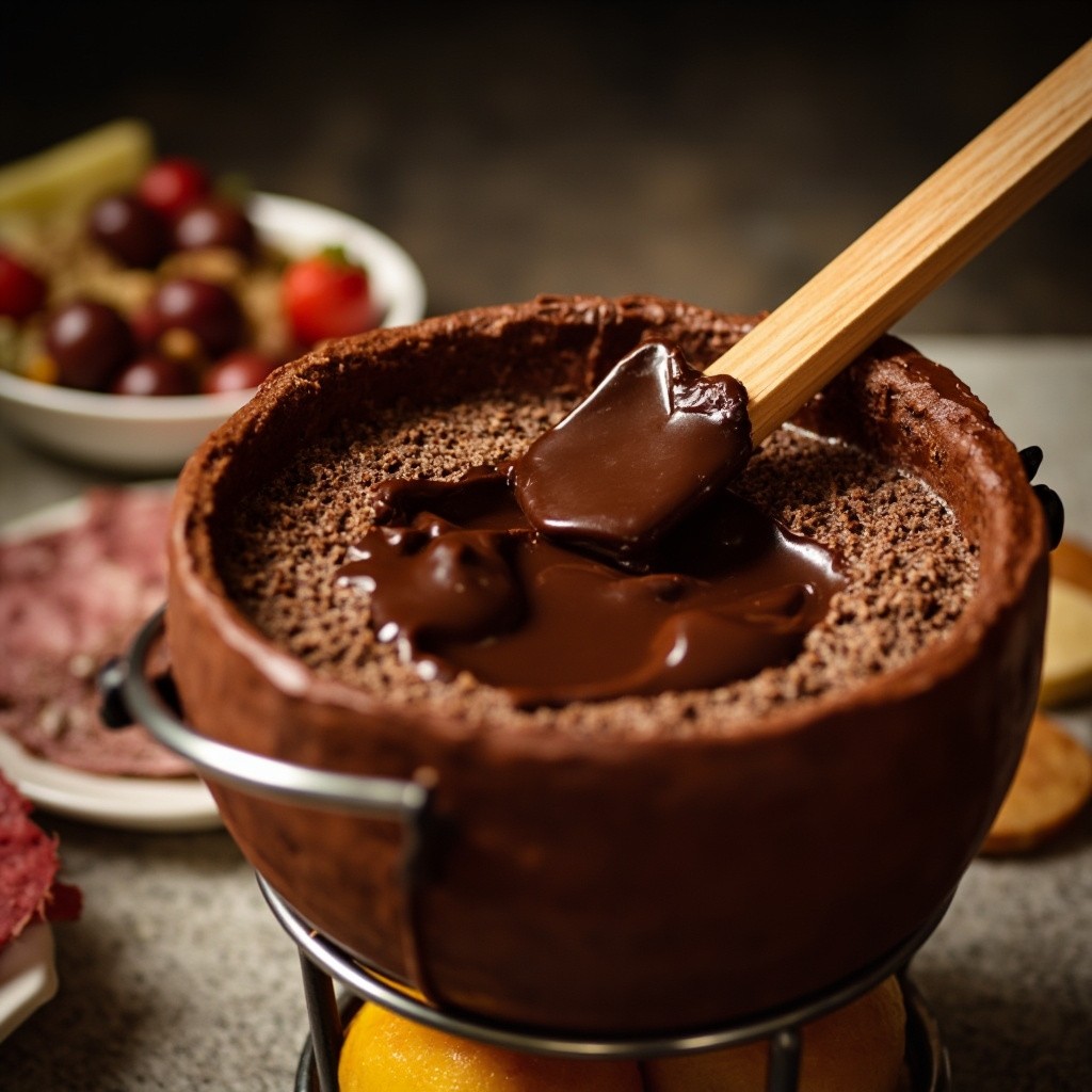 Chocolate Fondue and Assorted Toppings Display