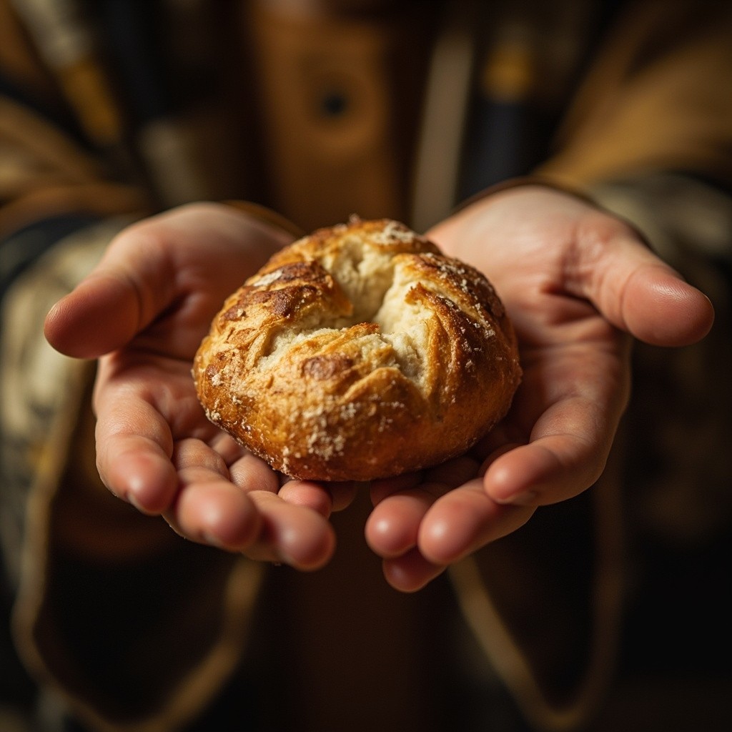 Christian Receiving Holy Bread in Devotion