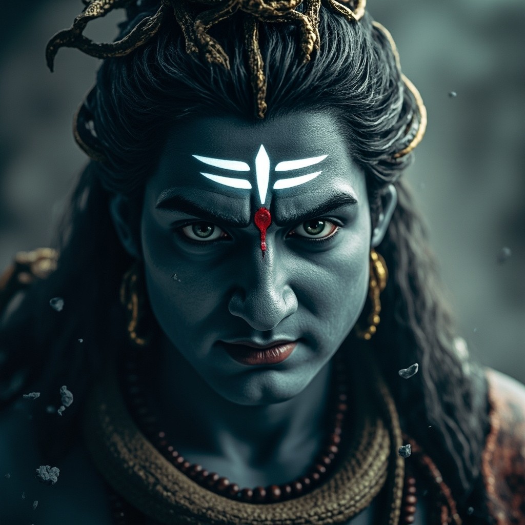 Close-Up Portrait of Serene Lord Shiva