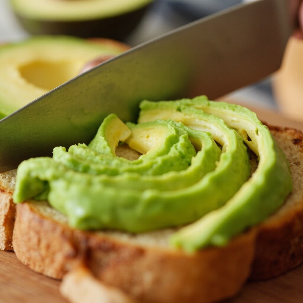 Close-Up of Avocado Spread on Toast