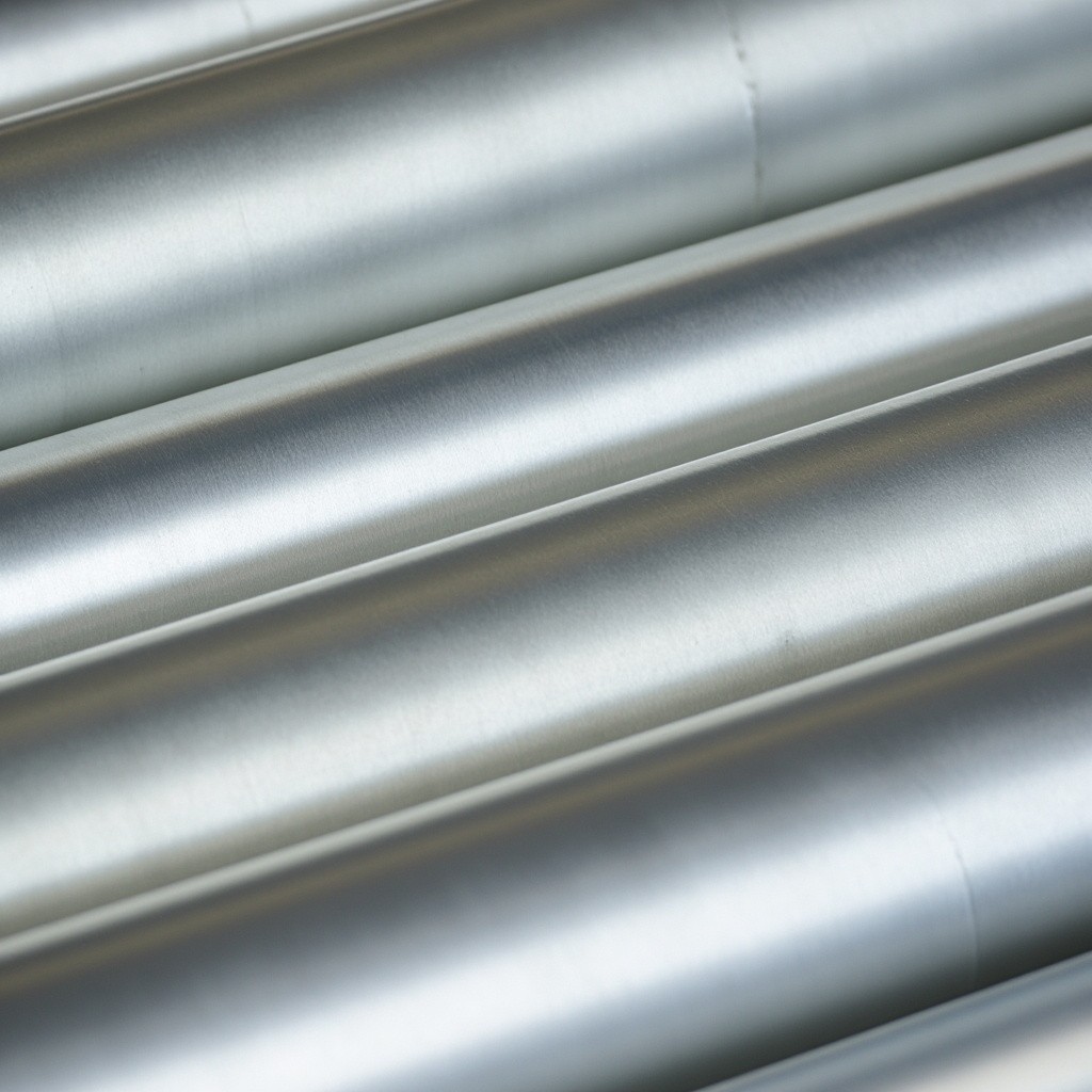 Close-up View of Layered Aluminium Rolls