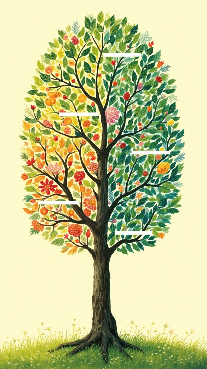 Colorful Learning Tree in Sunny Meadow