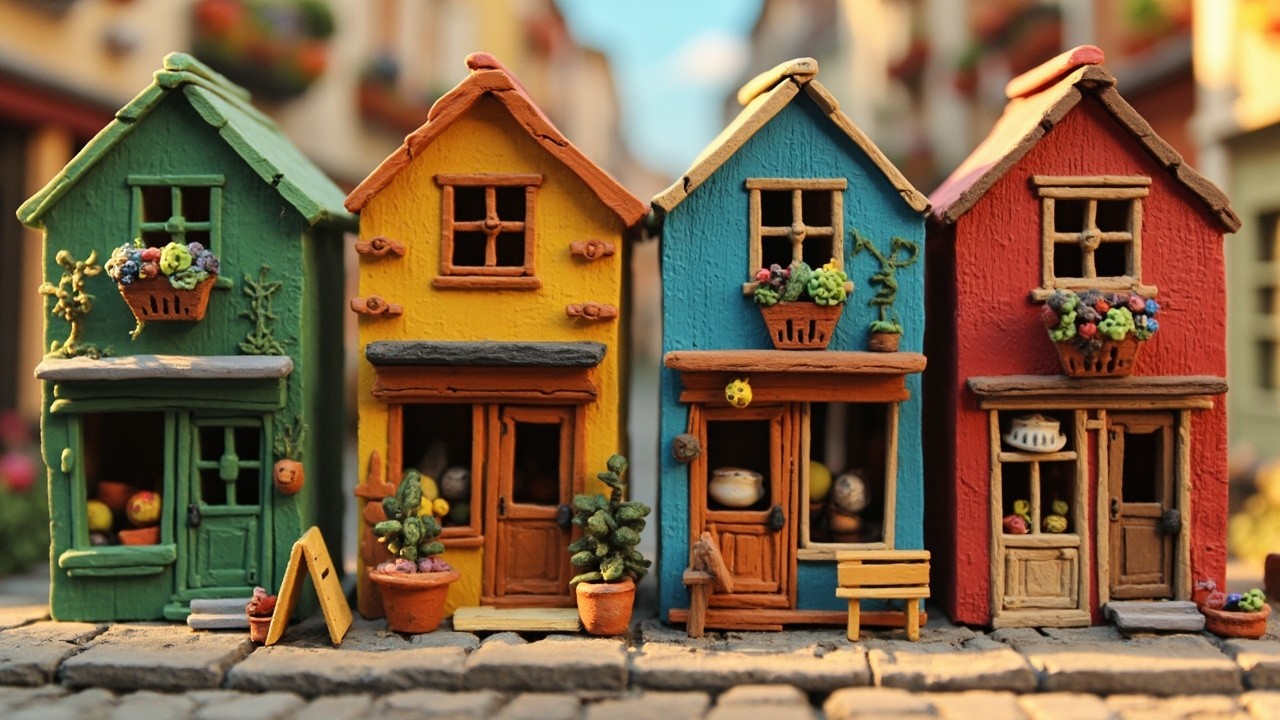 Colorful Medieval Shops in a Fantasy Animation