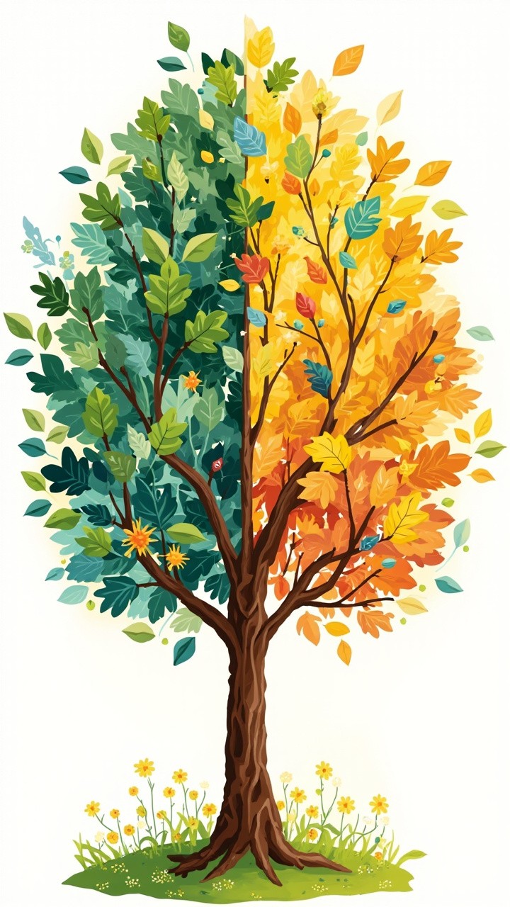 Crown-Segmented Learning Tree in Sunny Meadow