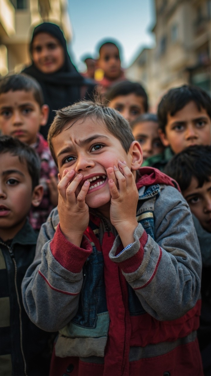 Crying Children in Gaza