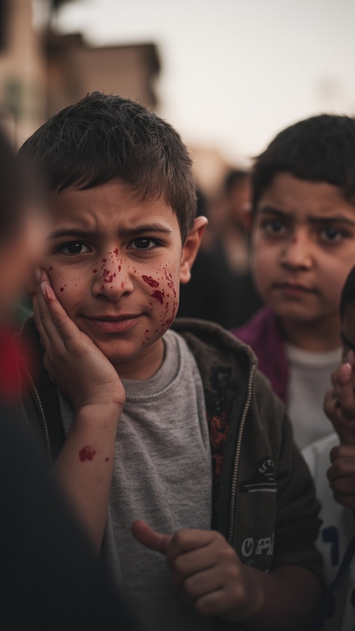 Crying Children in Gaza