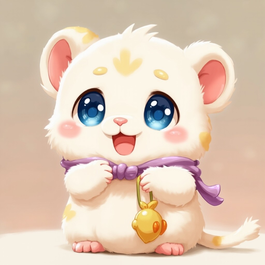 Cute Animated Creature with Accessories