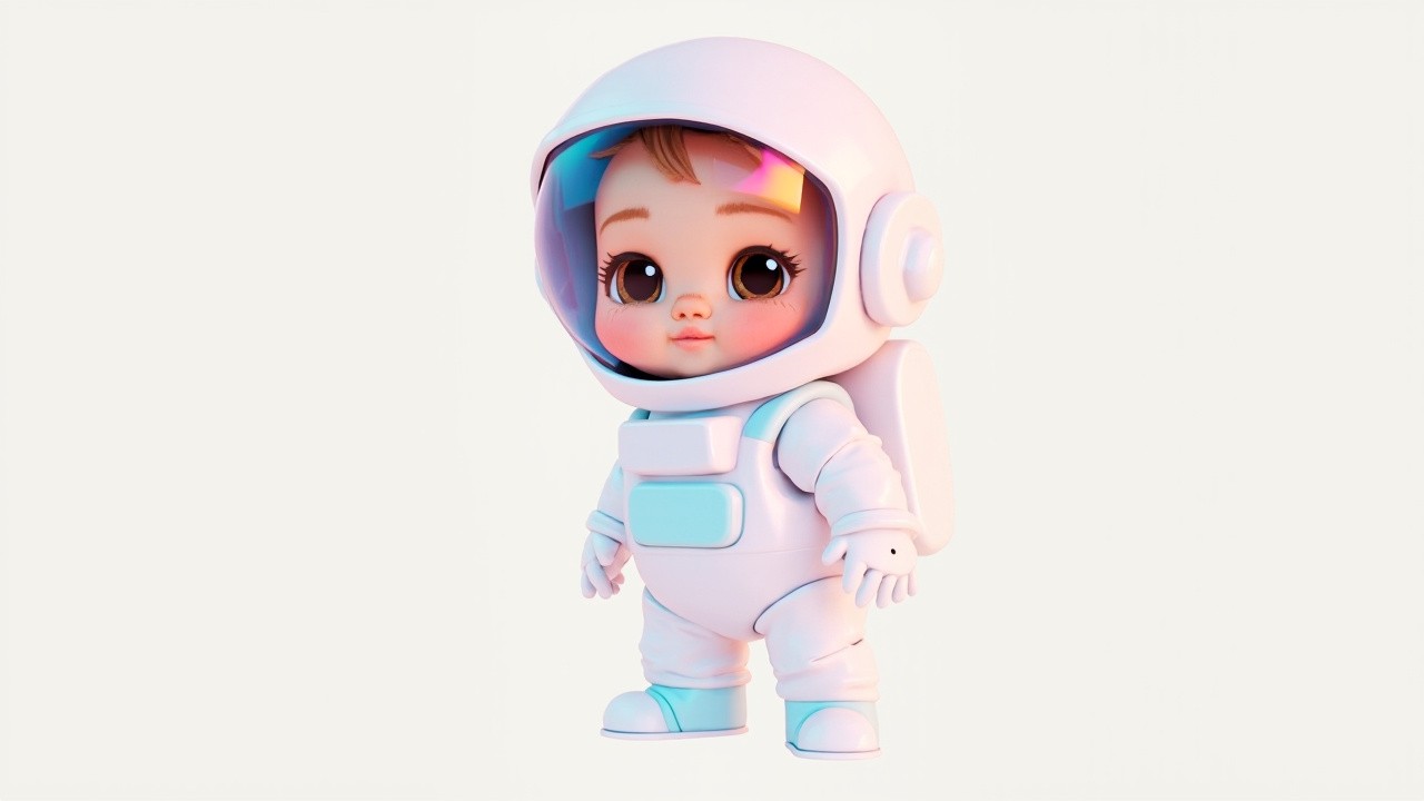 Cute Baby Astronaut in Pastel-Colored 3D Design