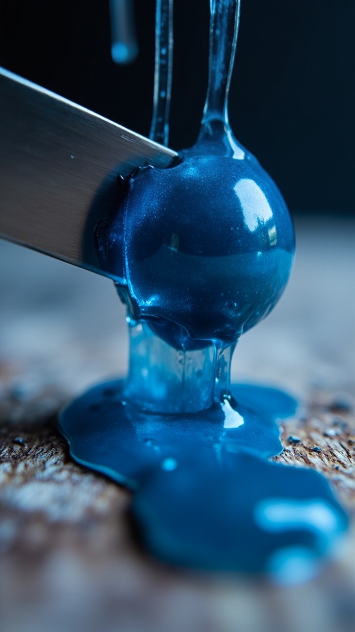 Cutting a Blue Jelly Berry in Slow Motion