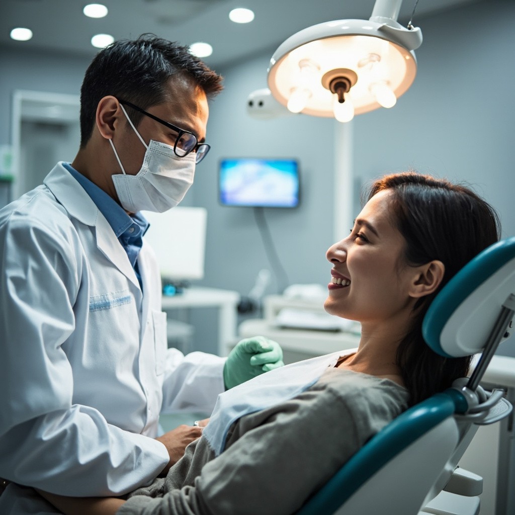 Dentist Welcomes Smiling Patient in Modern Clinic