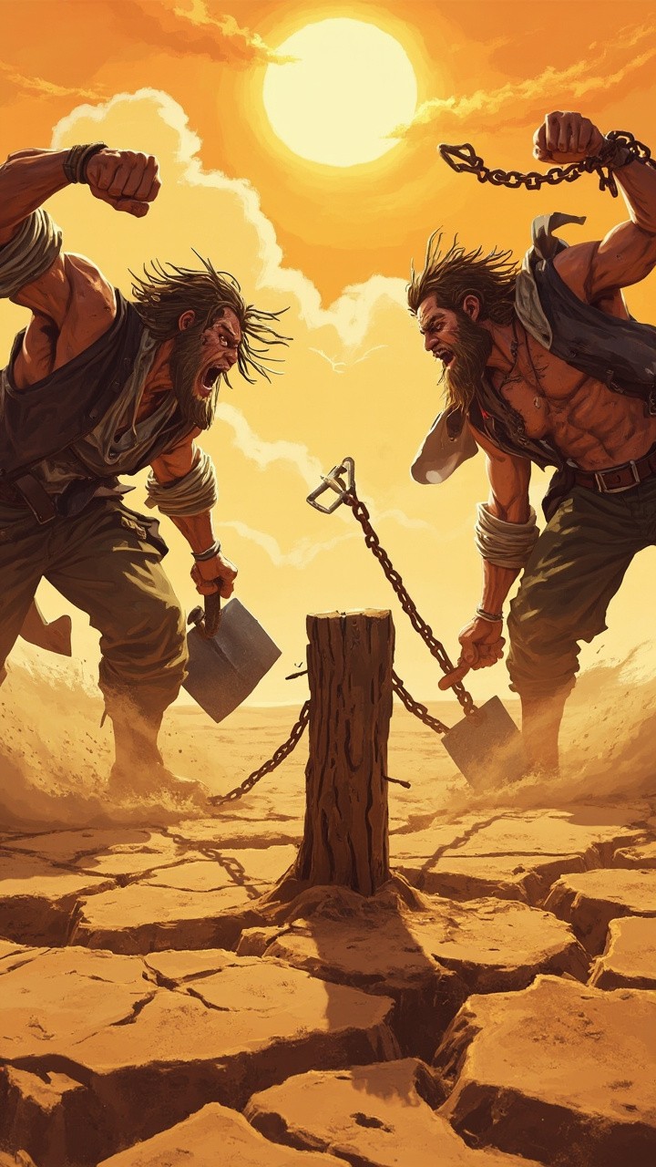 Desert Boundary Dispute in Gritty 2D Animation