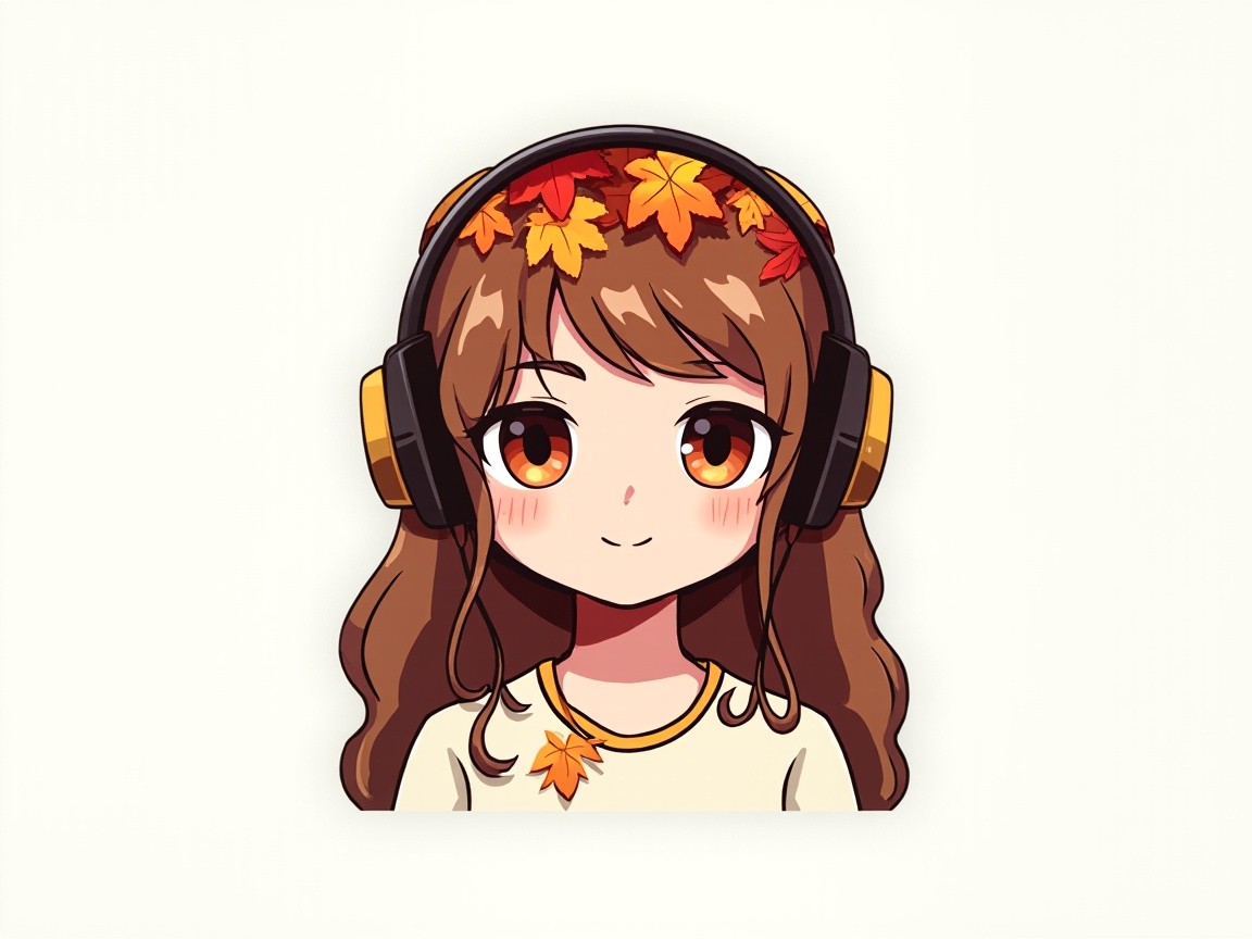 Digital Art Logo of Autumn Girl with Headphones