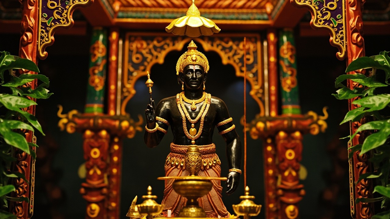 Divine Lord Shani Dev Statue in Ornate Temple