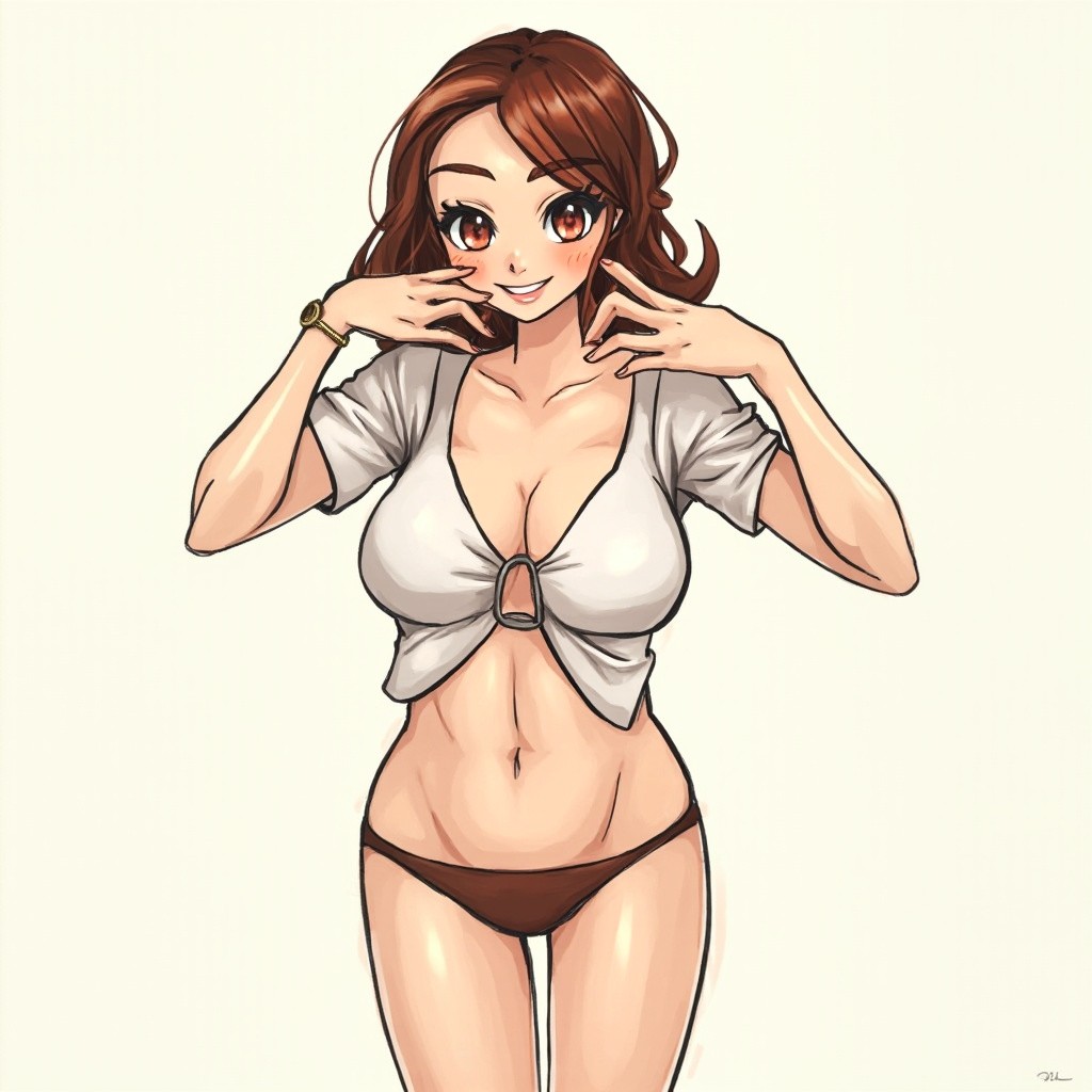 Drawing of a Girl with a Large Chest