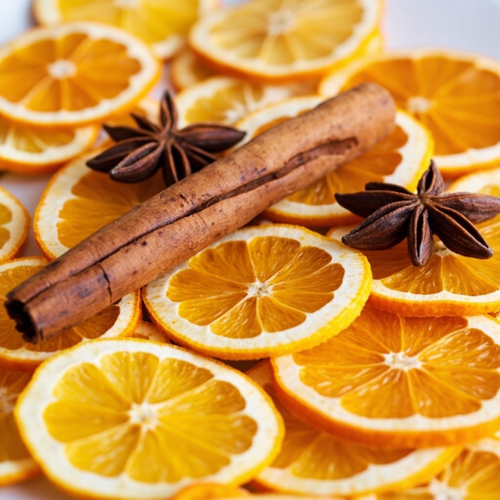 Dried Citrus Slices with Cinnamon Sticks and Star Anise