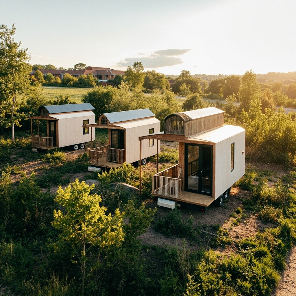 Drone View of Sunny Modular Home Community