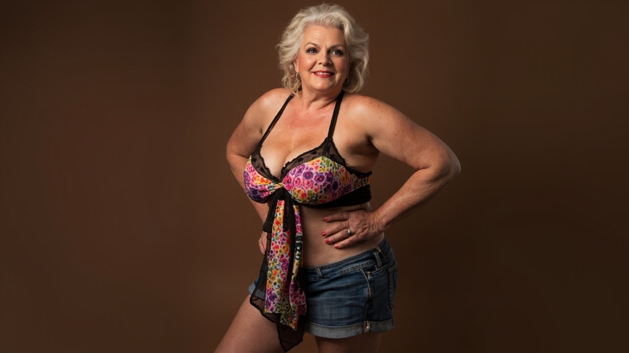 Elderly Plus-Size Woman in Stylish Pose