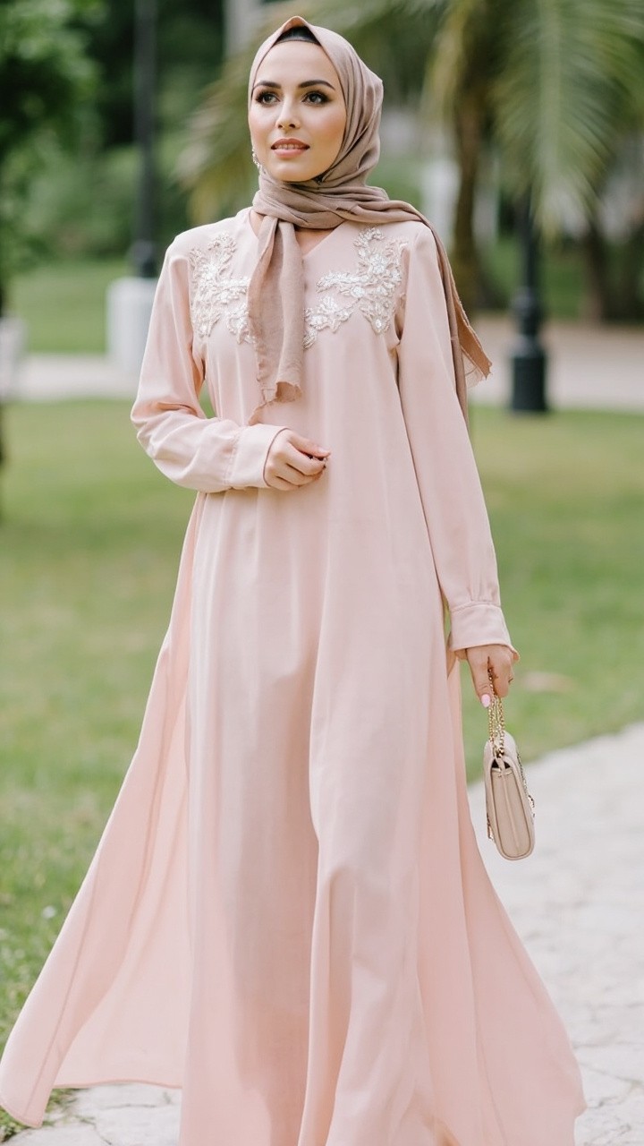 Elegant Hijab Style in Urban Park Setting