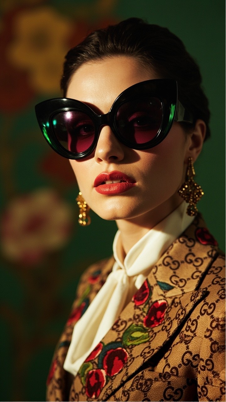 Elegant Vogue Cover with Gucci Suit and Accessories