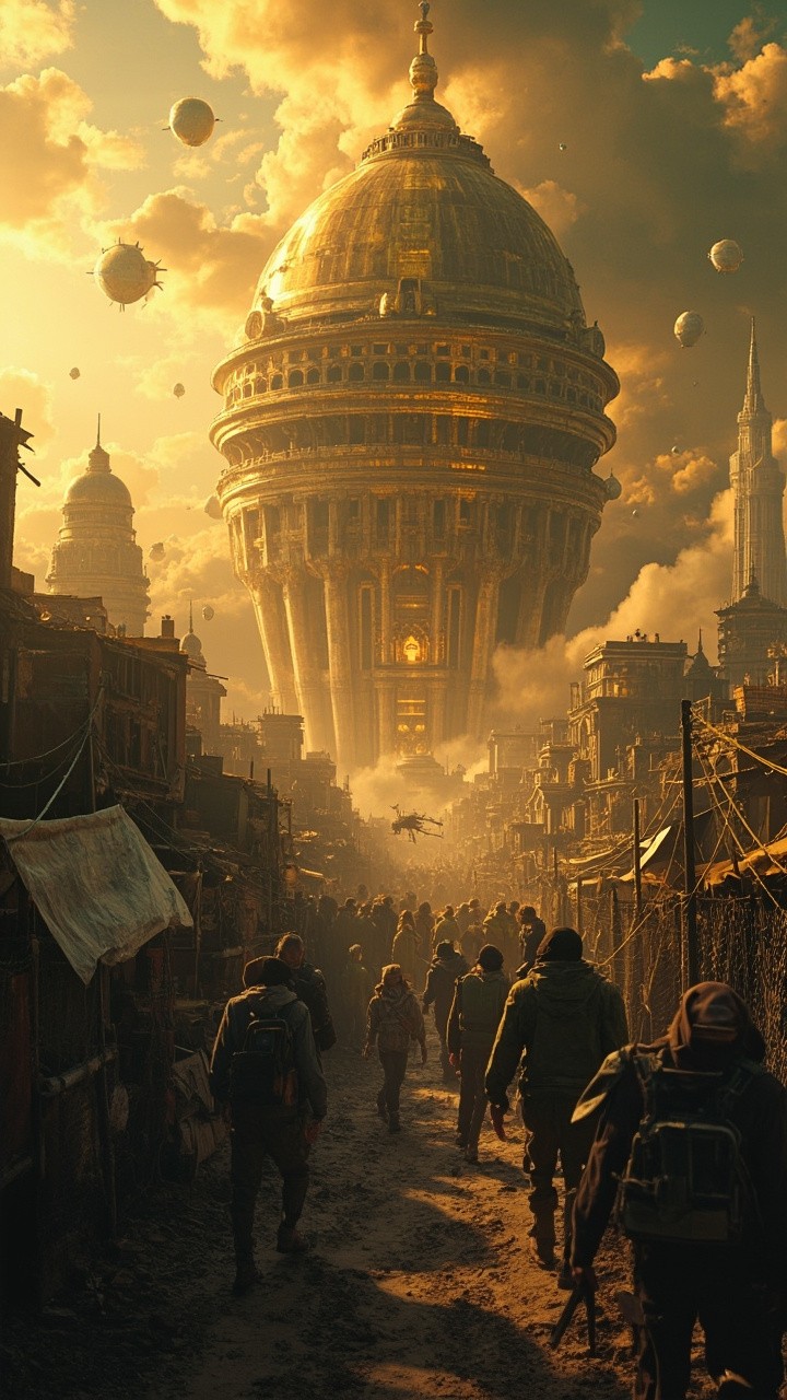 Elite Dome City Amidst Exiled Poor's Slums