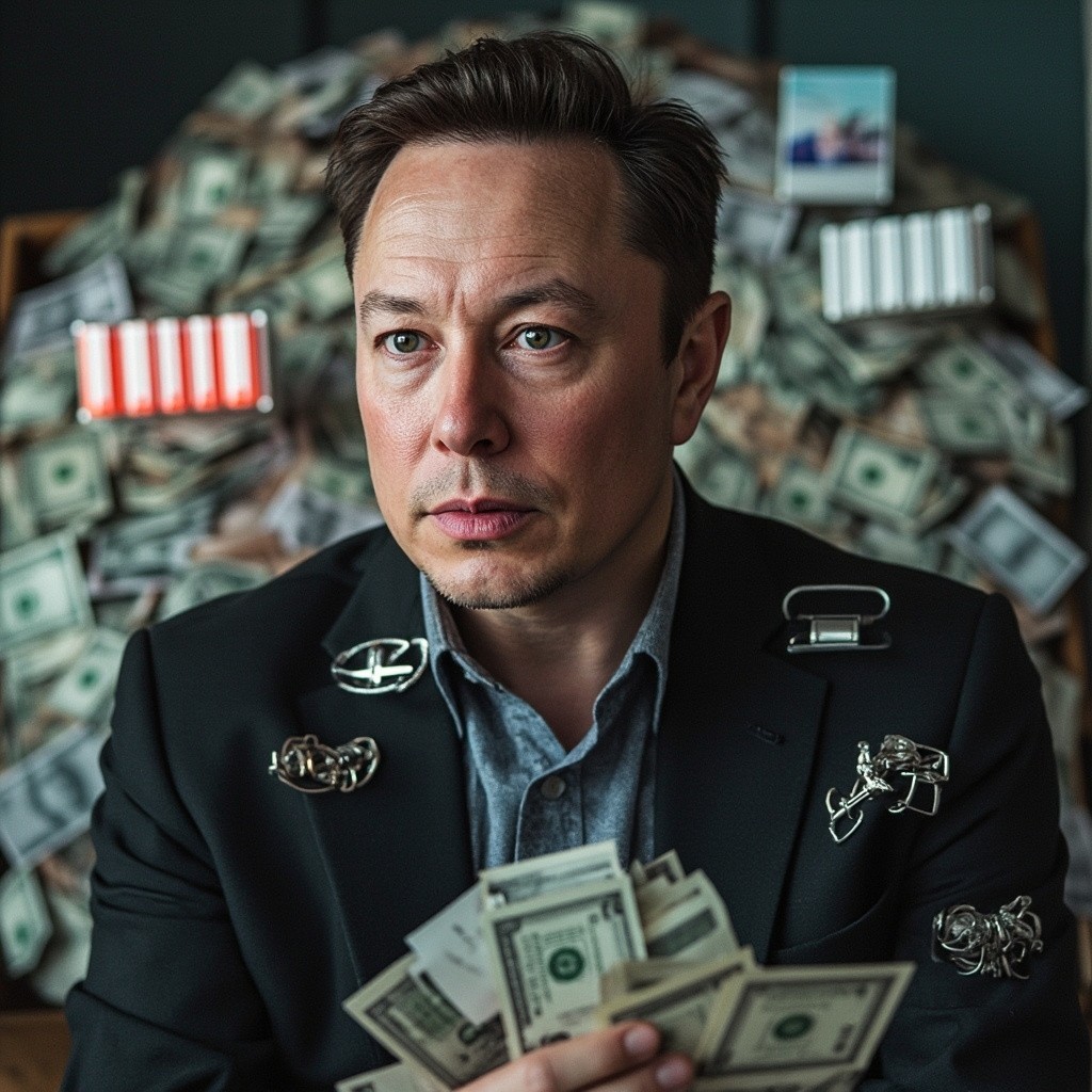 Elon Musk with His Companies and Money Background